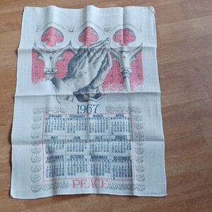 Calendar towel 1967 vintage kitchen Linens